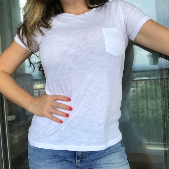 NWOT Madewell White Cotton Basic Tee Shirt XS - Picture 5 of 8